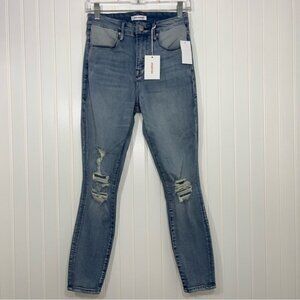 Good American Good Waist Crop size 6 / 28 blue distressed jeans